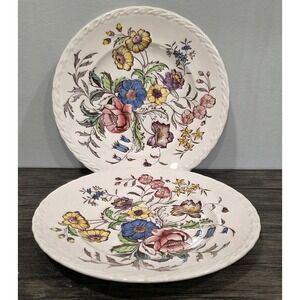 Vernon Kilns Pottery Chintz Bread‎ Plate 6.5" Hand Painted MCM Set Of 2 Vintage